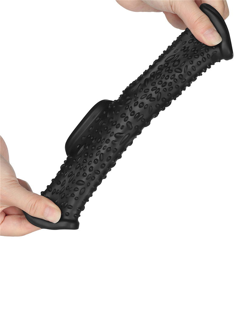 LoveToy - Drip Knights Ring - Vibrerende Penis en Scrotum Sleeve (Ø 2,8 cm) - Zwart