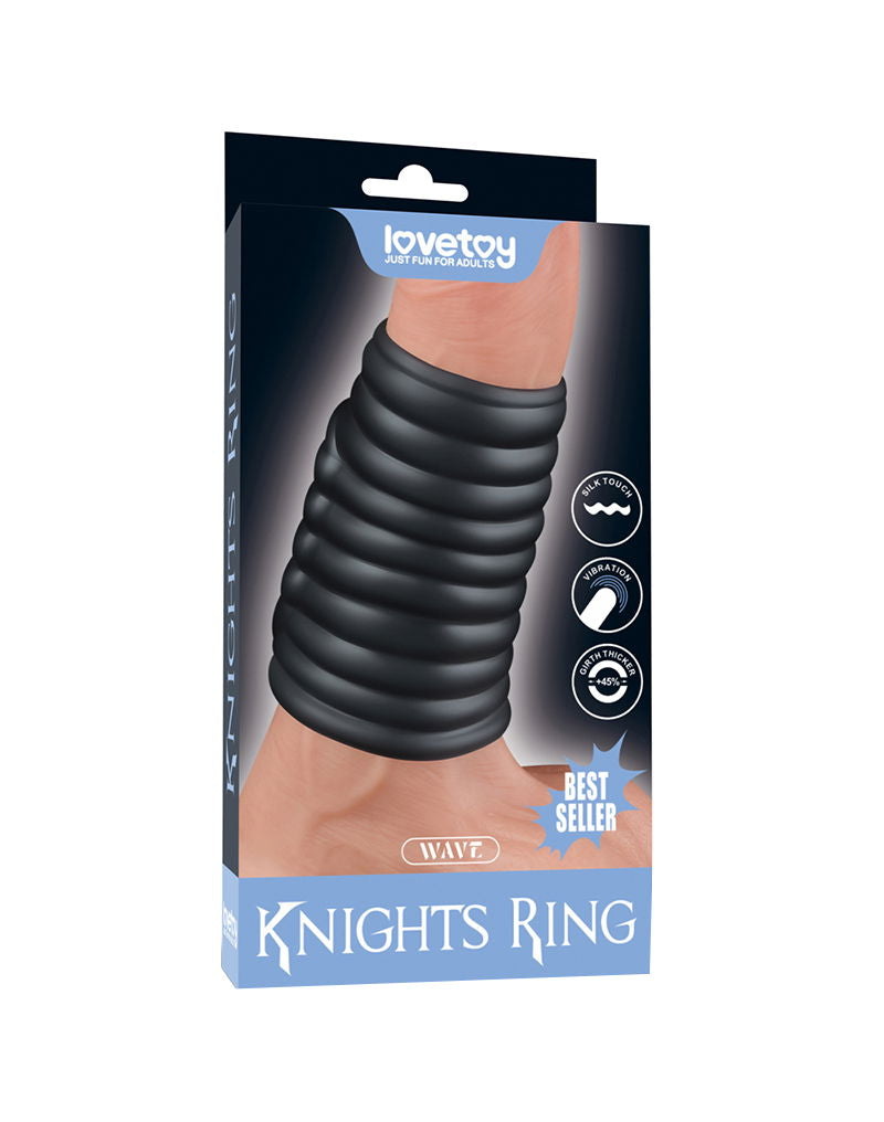 LoveToy - Wave Knights Ring - Vibrerende Penis Sleeve (Ø 3,7 cm) - Zwart