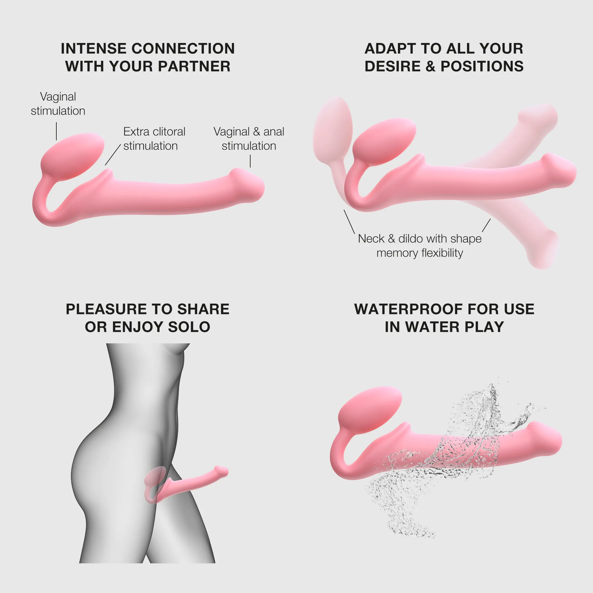 Strap-On-Me - Semi-Realistische Buigbare Strap-On Dildo Maat XL - Roze