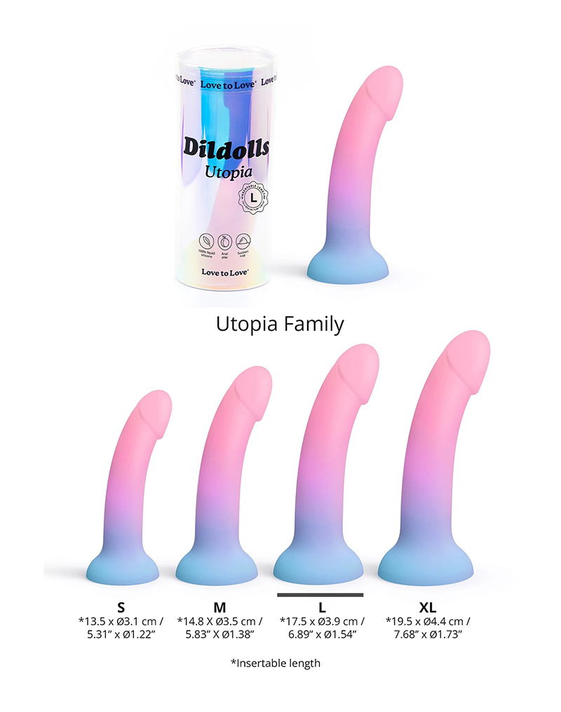 Love to Love - Utopia - Dildolls - Maat L - Roze/Violet/Blauw
