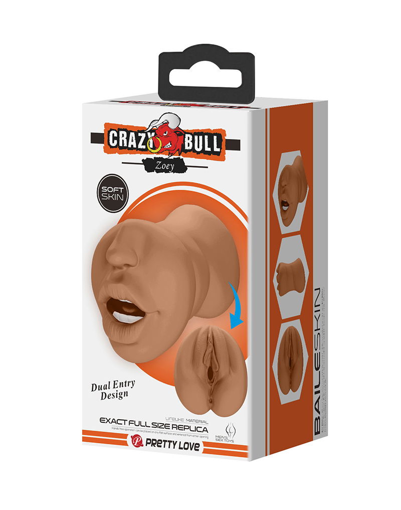 Crazy Bull - Zoey - Premium Dual Channel Mannelijke Masturbator - Bruin