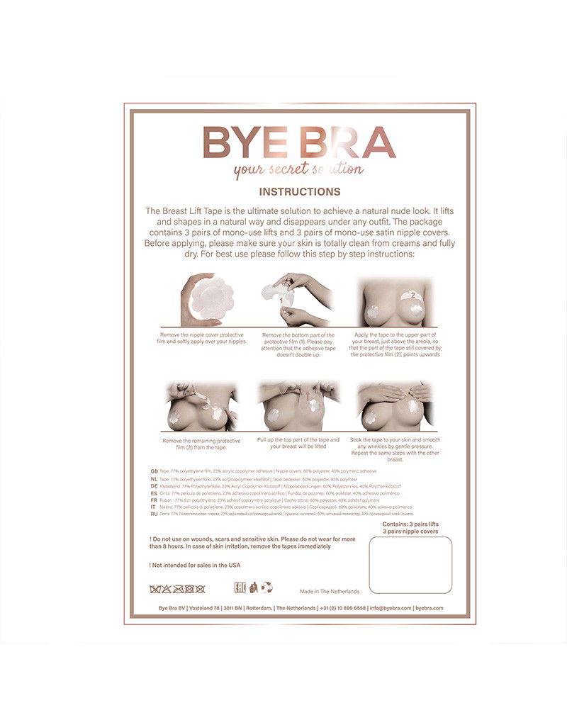 Bye Bra - Breast Lift & Zijden Tepelbedekkers A-C - Nude (3 paar)