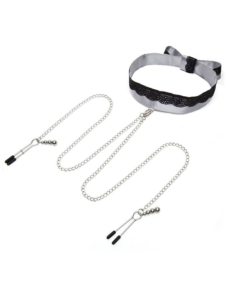 Fifty Shades of Grey - Satijnen & Kanten Halsband & Tepelklemmen