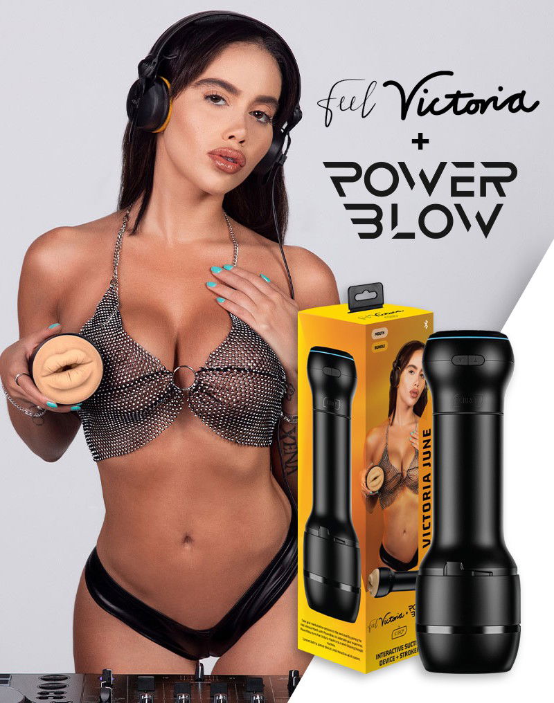 Kiiroo - Combo Set van Interactieve Zuig Masturbator PowerBlow en FeelStar Victoria June Mond Stroker - Zwart