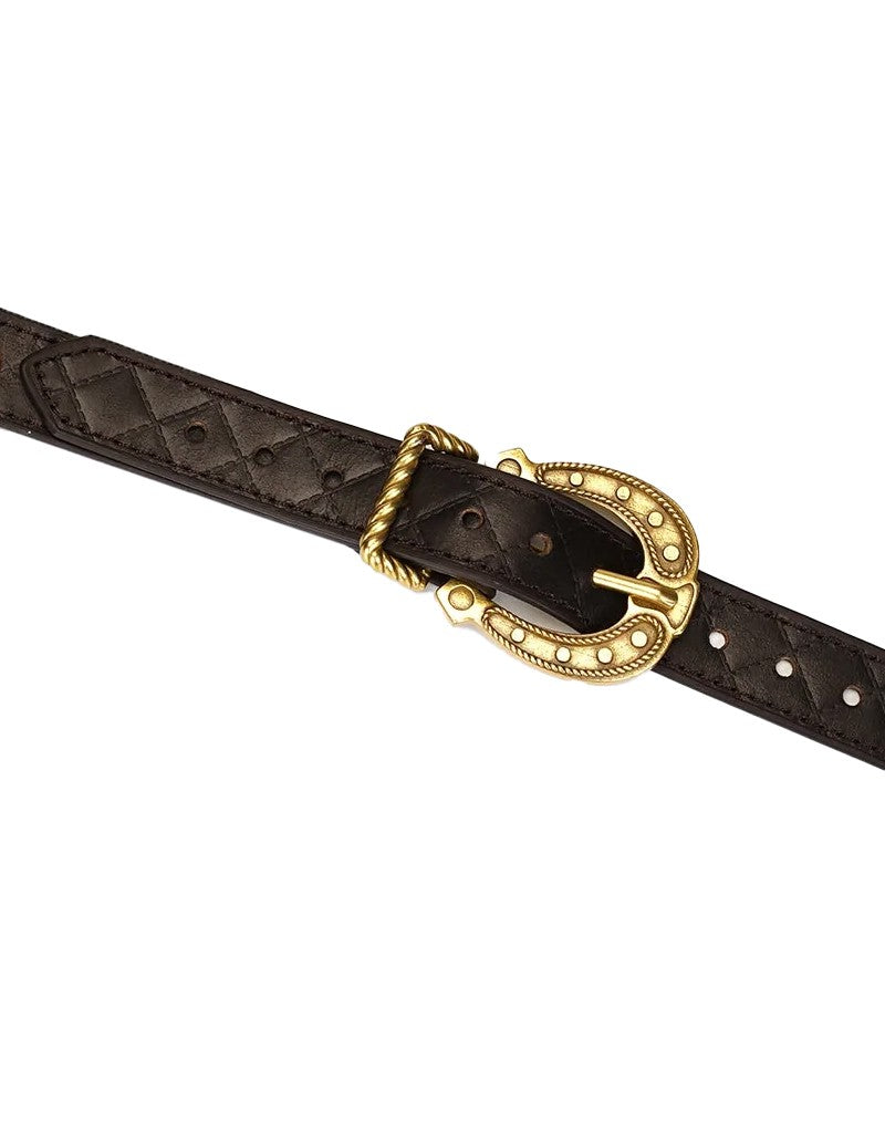 Liebe Seele - Leren Bustier - Zwart, Bruin & Goud