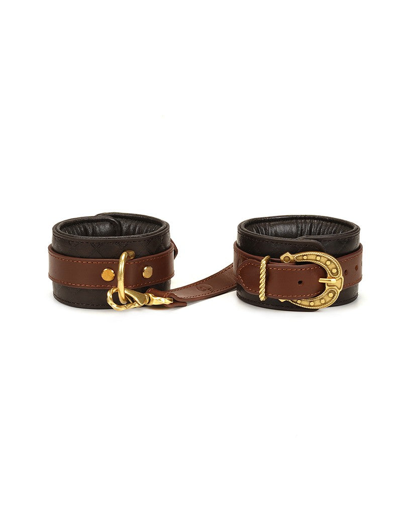 Liebe Seele - Leren Handboeien - Zwart, Bruin & Goud