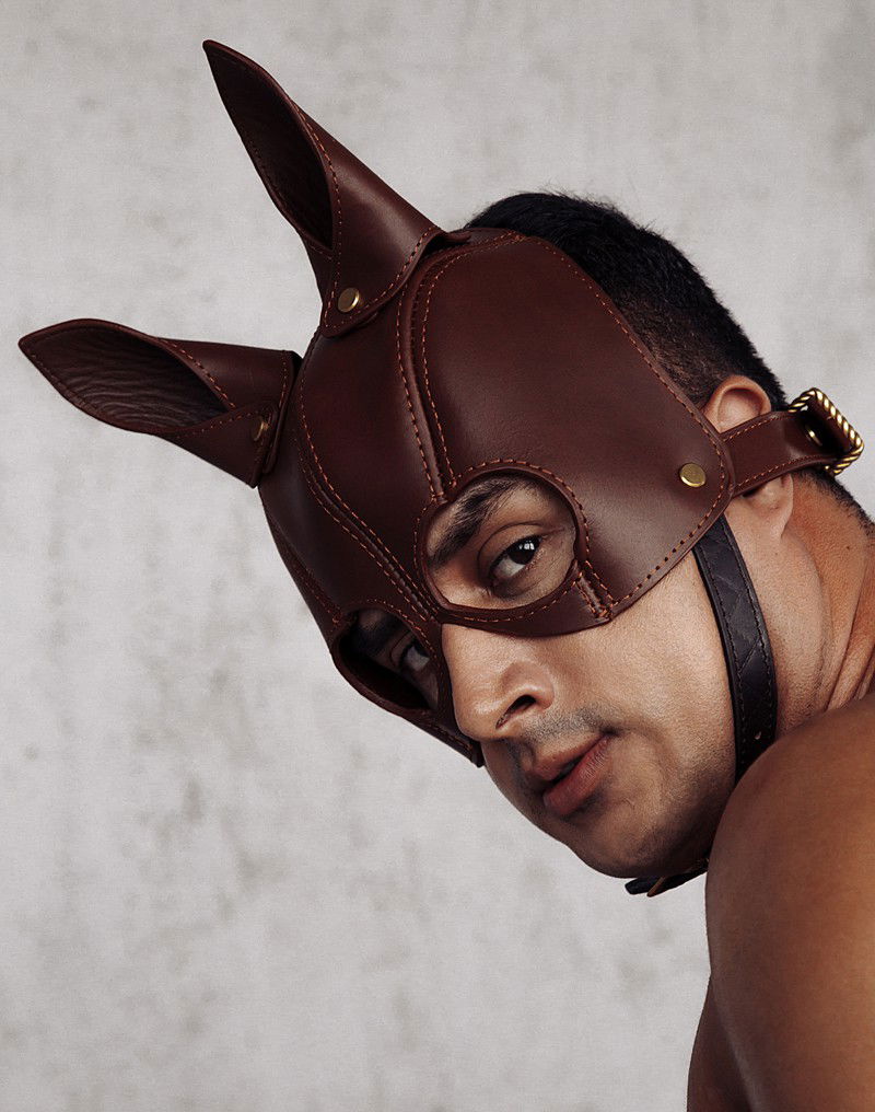 Liebe Seele - Leren Masker met Oren - Zwart, Bruin & Goud