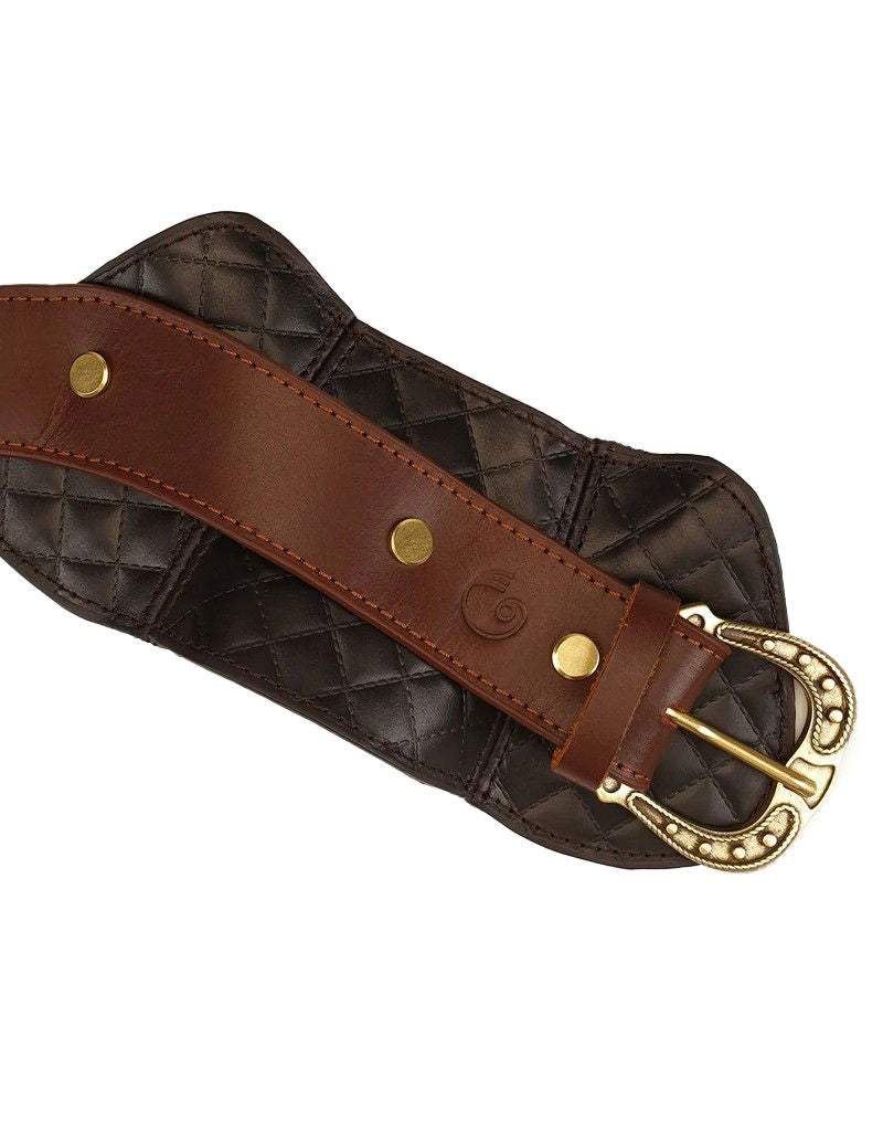 Liebe Seele - Leren Postuurhalsband met Riem - Zwart, Bruin & Goud