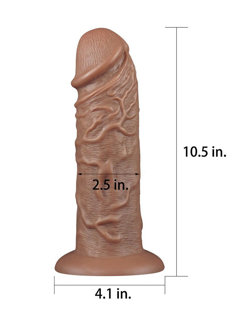 LoveToy - Realistic Chubby Dildo 27 cm - Bruin
