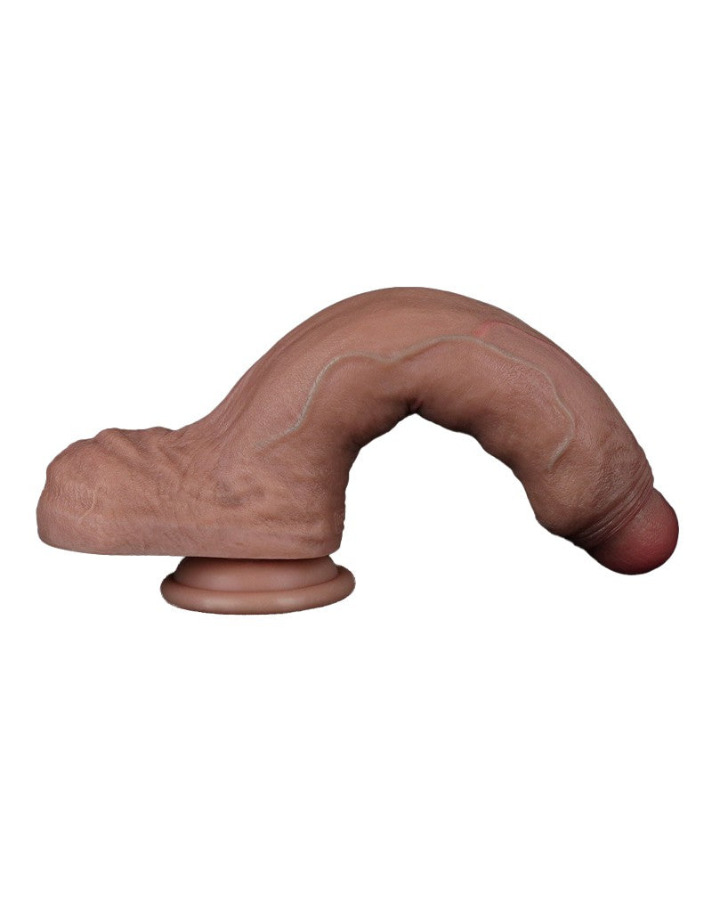 LoveToy - Dubbellaagse siliconen dildo 22 cm (Ø 4,2 cm) - Bruin