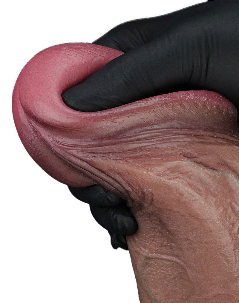 LoveToy - Dubbellaagse siliconen dildo XXL 33 cm (Ø5,5 cm) - Bruin