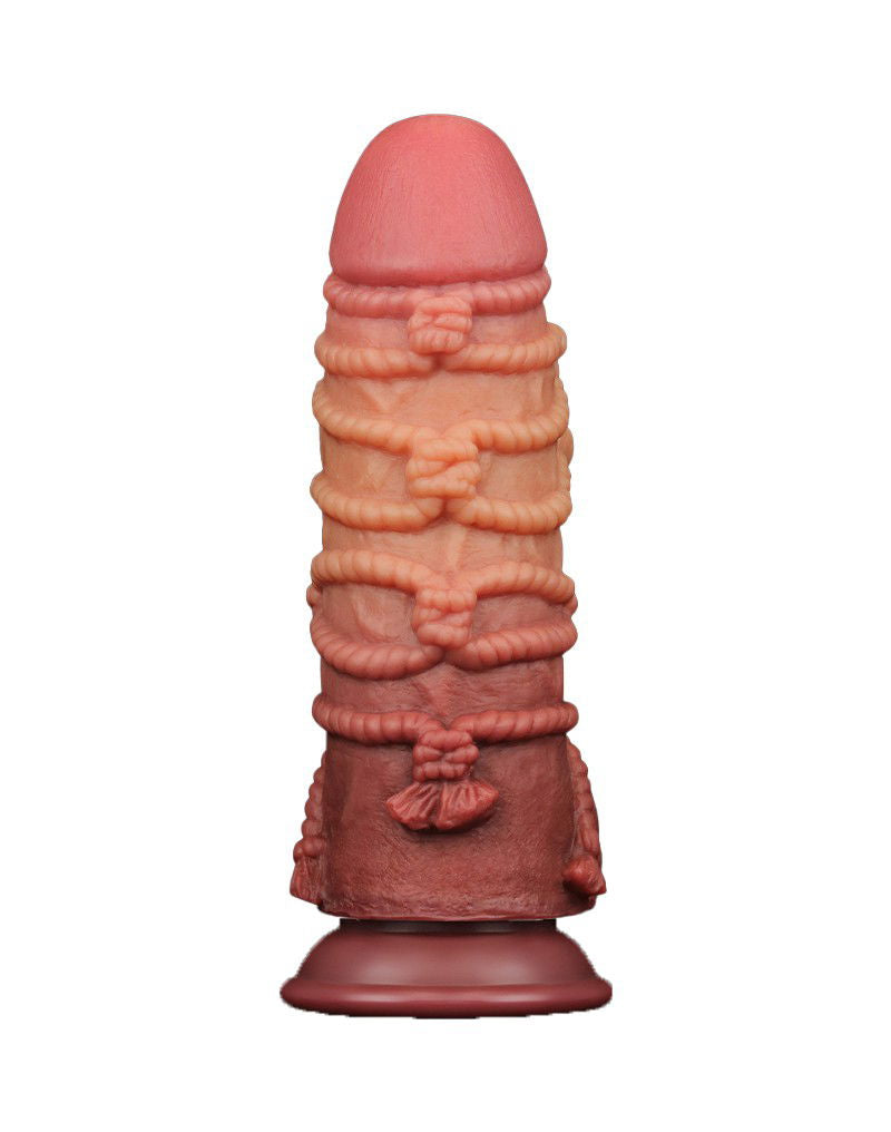 LoveToy - Extreme Dildo met Touw Motief 24 cm - Bruin & Nude