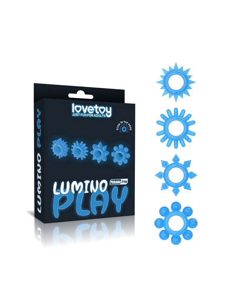 LoveToy - Lumino Play Cock Ring Set van 4 - Glow in the Dark