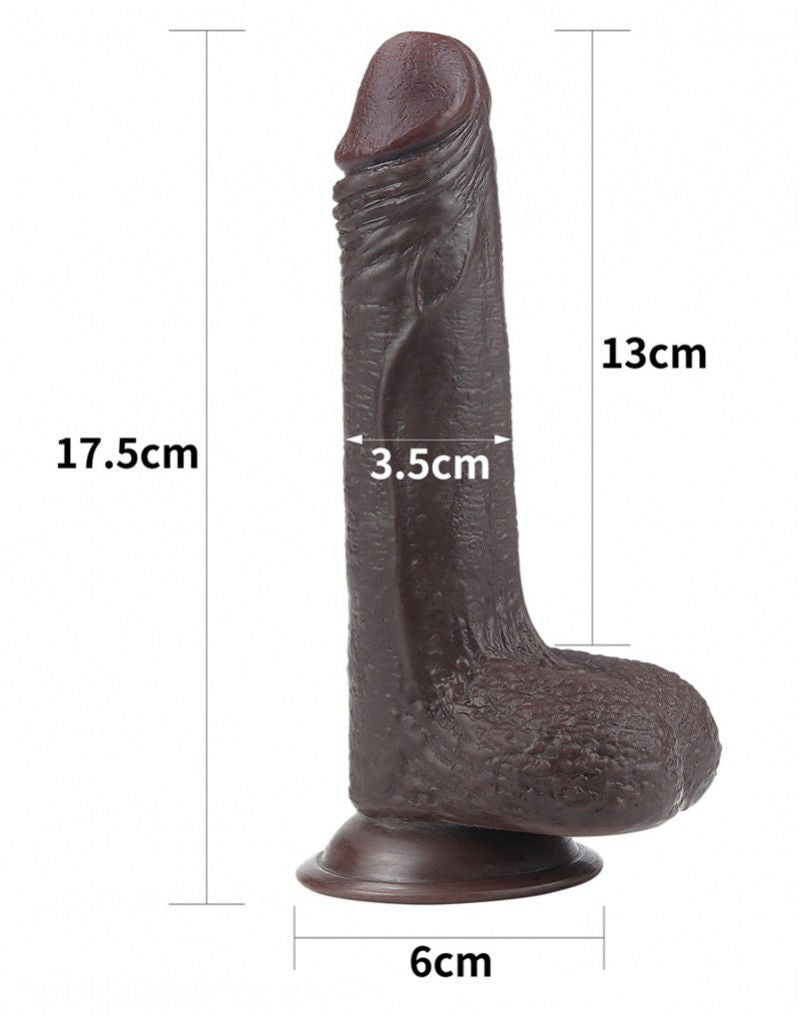 LoveToy - Sliding Skin Dildo 17.5 cm - Zwart
