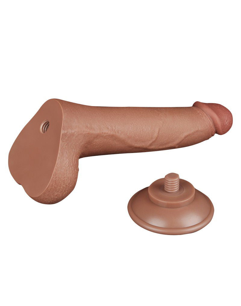 LoveToy - Sliding Skin Dildo 20 cm (Ø 4 cm) - Bruin