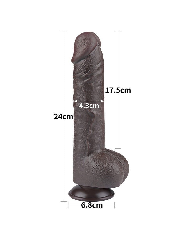 LoveToy - Aftrekbare dildo 24 cm (Ø 4,3 cm) - Zwart