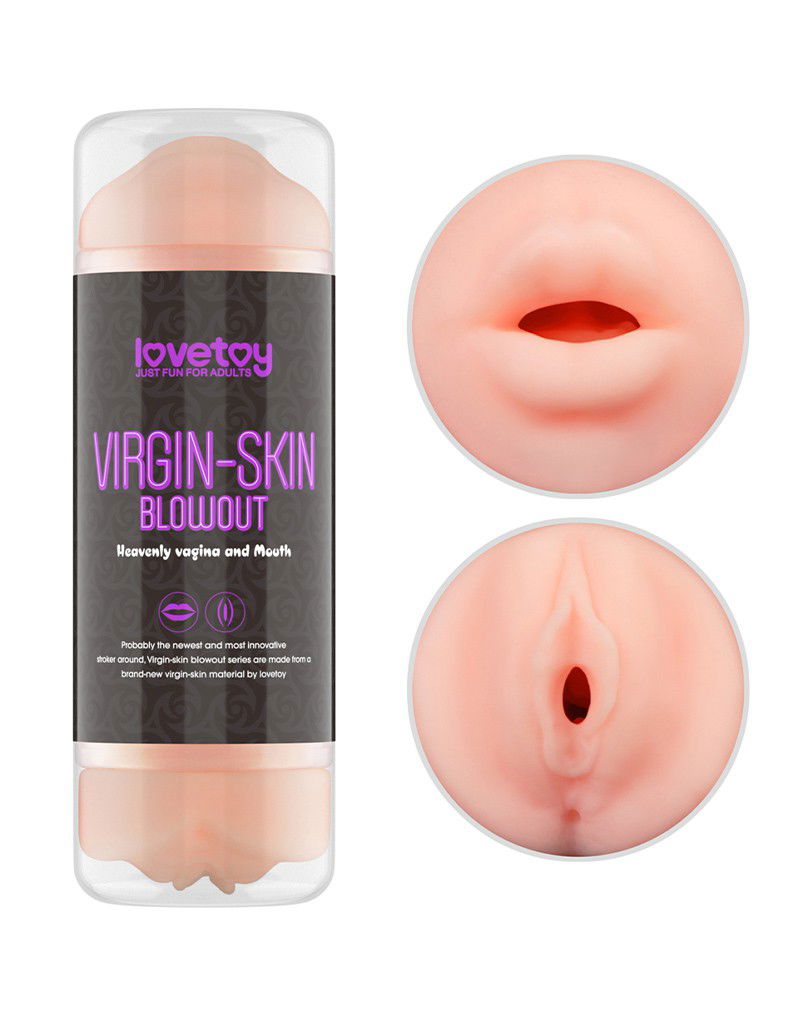 LoveToy - Virgin-Skin Blowout Double Side Stroker - Vagina and Mouth