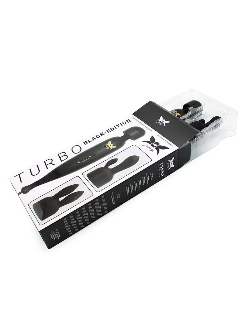 Pixey - Pixey Turbo - Wand Vibrator met 2 Opzetstukken - Zwart