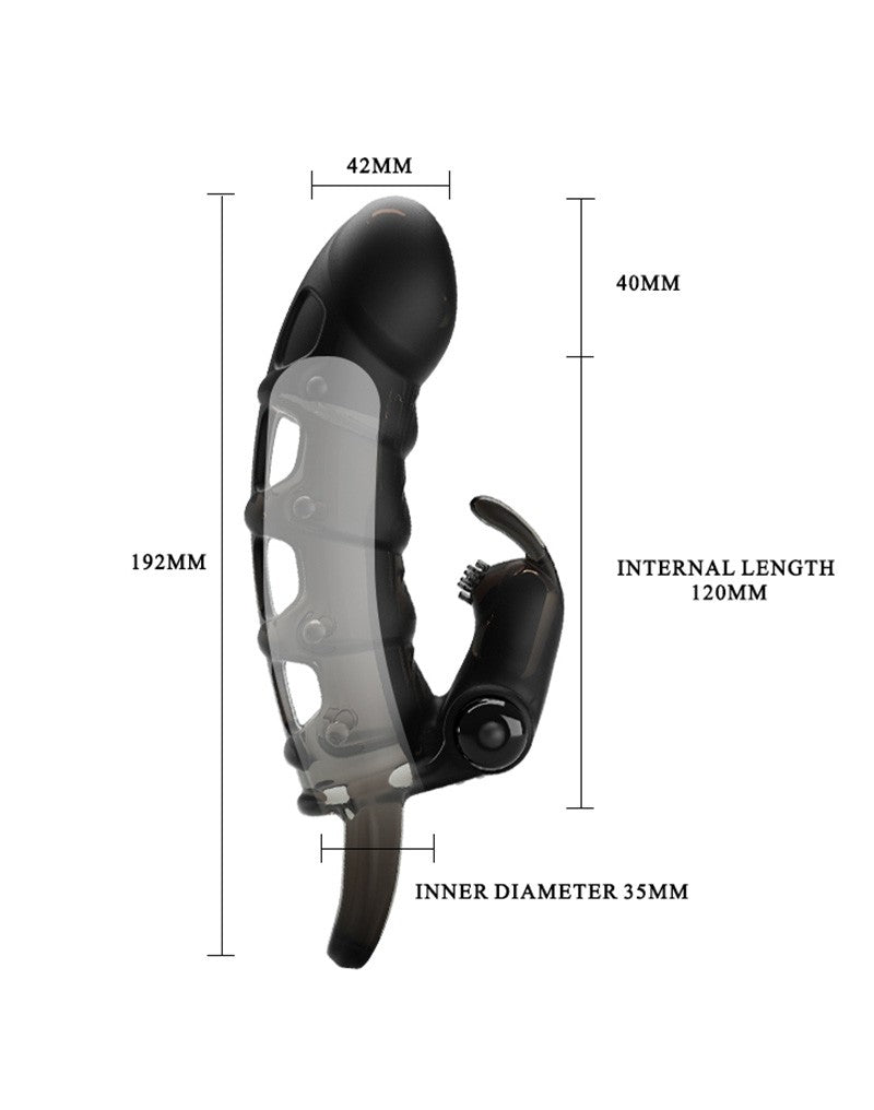 Pretty Love - Cuper - Penis Sleeve + Rabbit Vibrator - Zwart