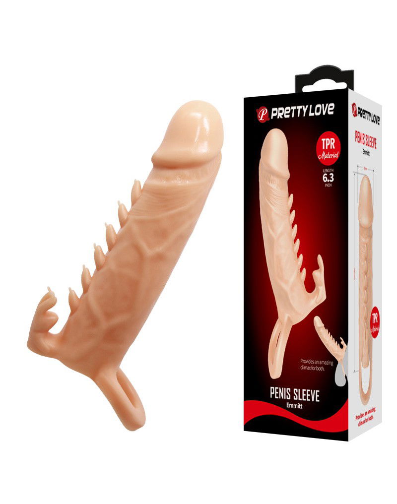 Pretty Love - Emmitt - Penis Sleeve met geribbeld ontwerp - Nude