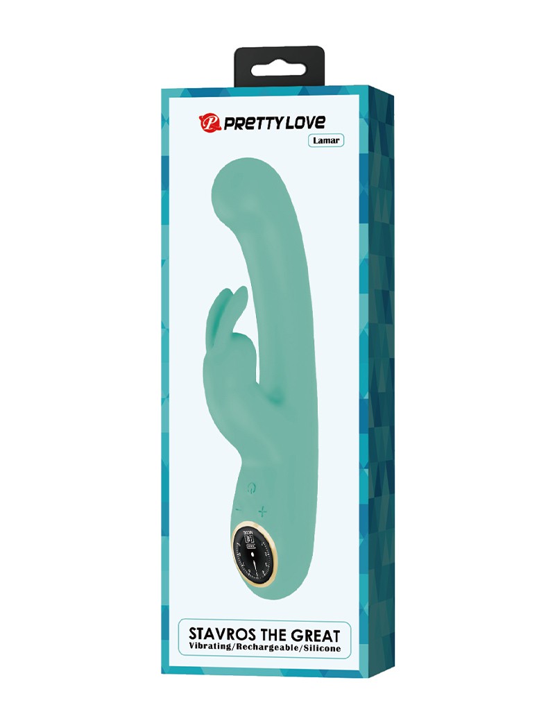 Pretty Love - Lamar - Rabbit Vibrator met Digitaal LED Display - Blauw
