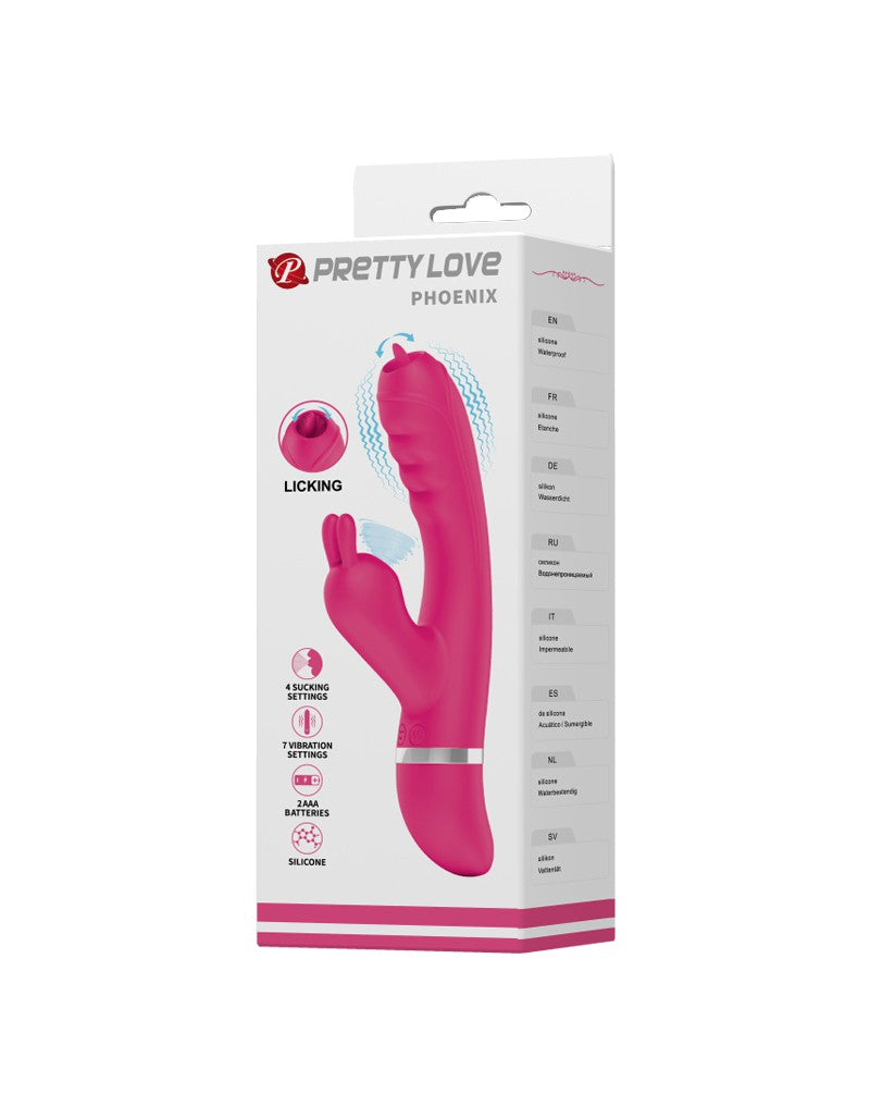 Pretty Love - Phoenix - Rabbit Vibrator met Zuigfunctie - Roze