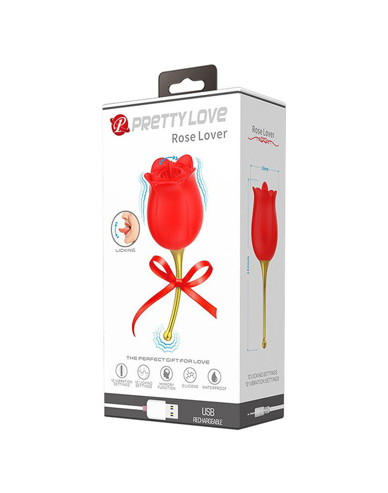 Pretty Love - Rose Lover - Clitorisvibrator met likstimulator - Goud & Rood