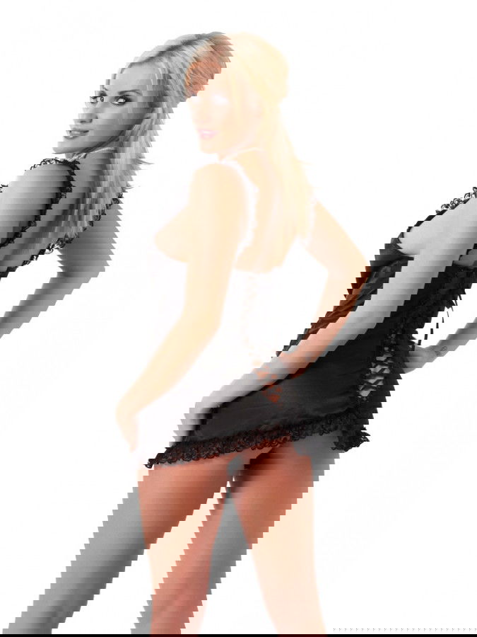 Amorable by Rimba - Babydoll met slip - One Size - Zwart