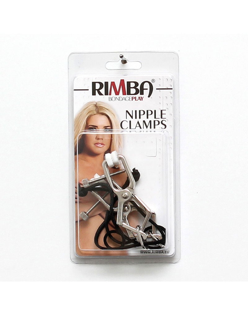 Rimba Bondage Play - Verstelbare tepelklemmen zonder ketting - Zwart & Zilver