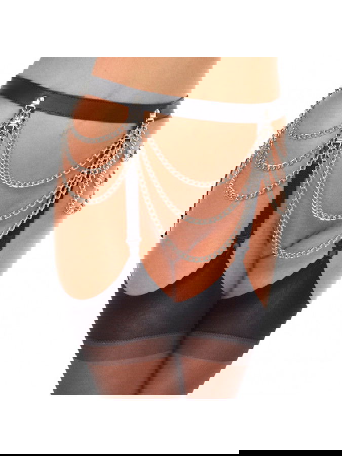 Rimba - Lederen Jarretelgordel met kettingen