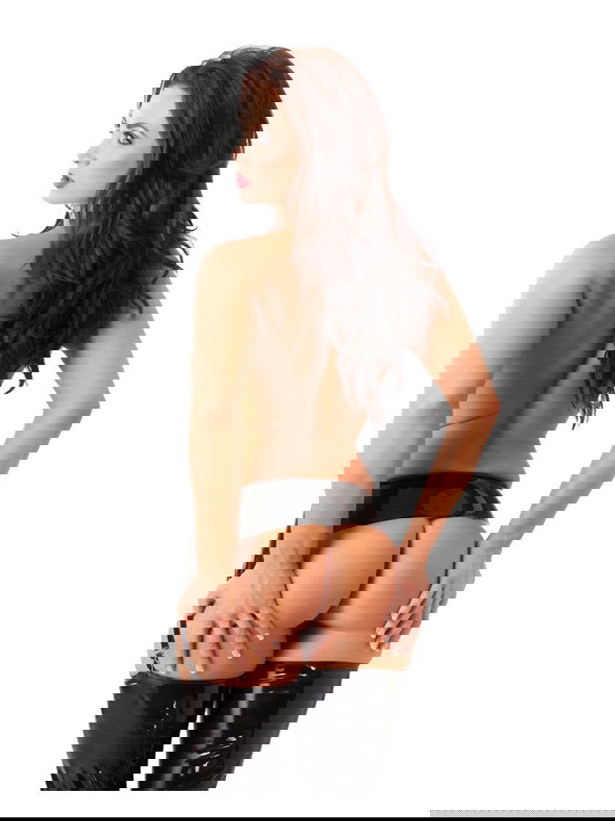 Rimba Latex Play - Latex Jarretelgordel met 4 Metalen Clips - Zwart