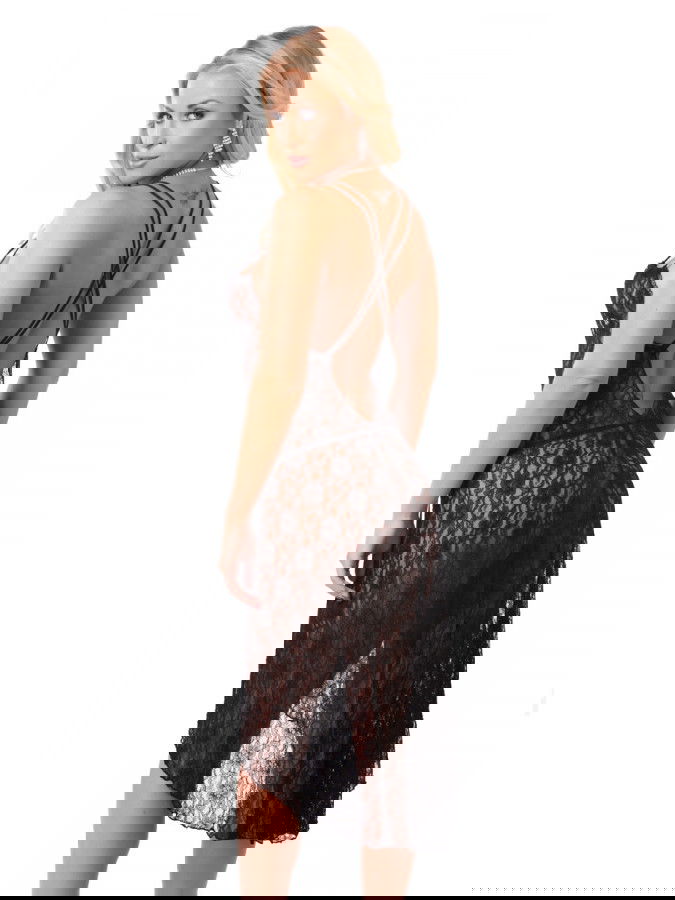 Amorable by Rimba - Negligee met String - Zwart