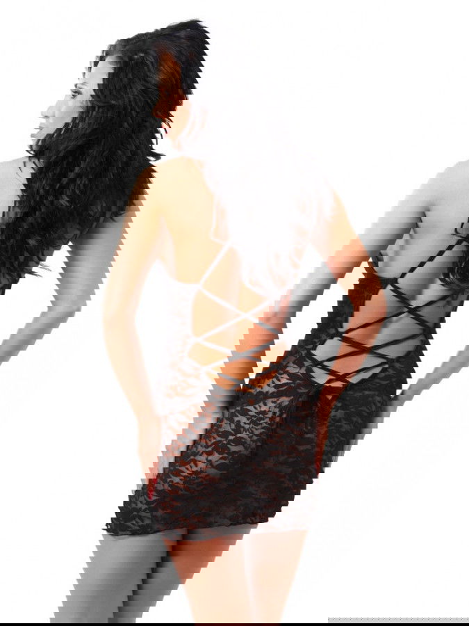 Amorable by Rimba - Mini Jurk met G-string - One Size - Zwart