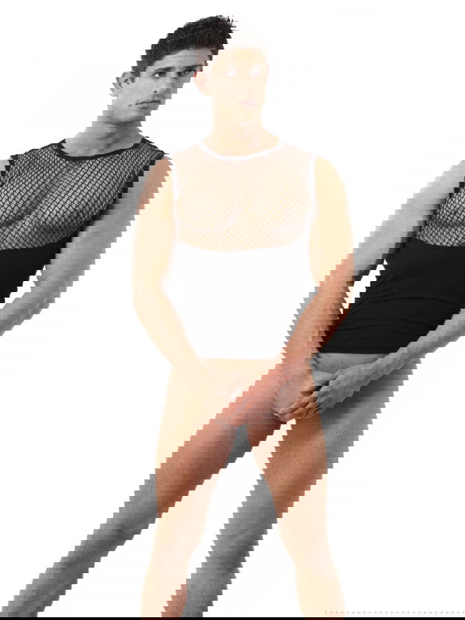 Amorable by Rimba - Tanktop met visnet - Zwart