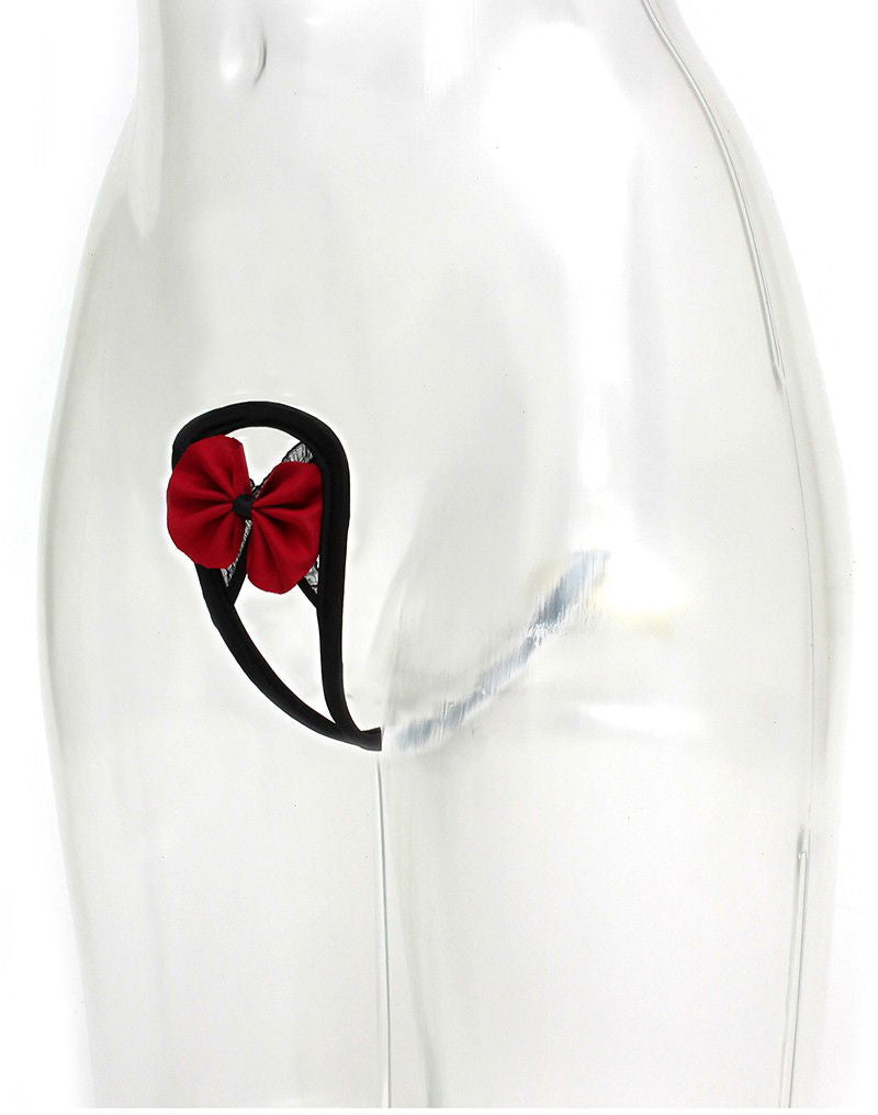 Amorable by Rimba - Strapless C-String - One Size - Zwart / Rood