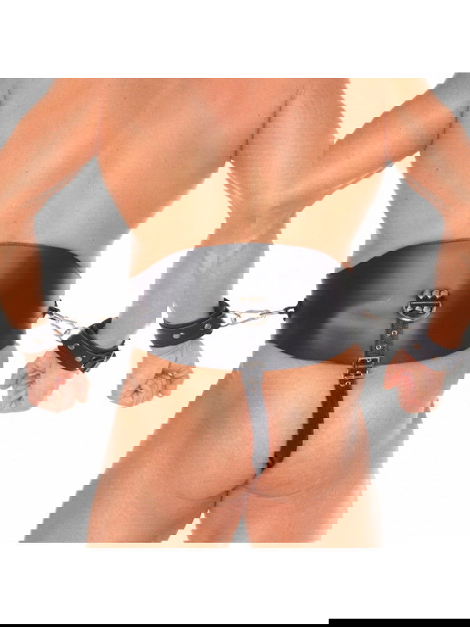 Rimba - Taillecorset met afneembare cock ring en handboeien met karabijnhaken