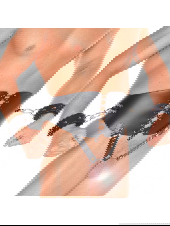 Rimba - Taillecorset met afneembare cock ring en handboeien met karabijnhaken