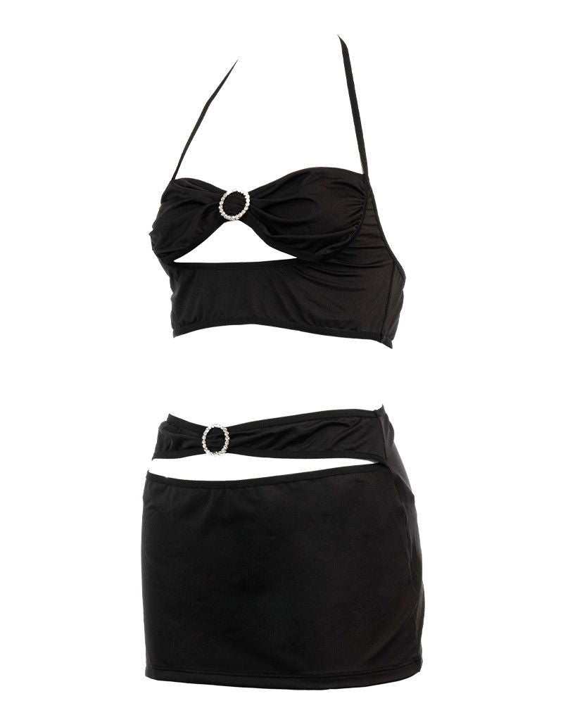 Amorable by Rimba - Mini Rok met Top - One Size - Zwart