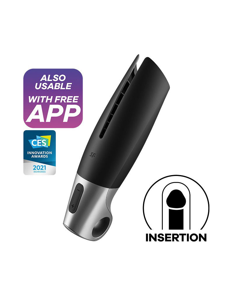 Satisfyer - Power Masturbator (met App Control) - Masturbator - Zwart & Zilver