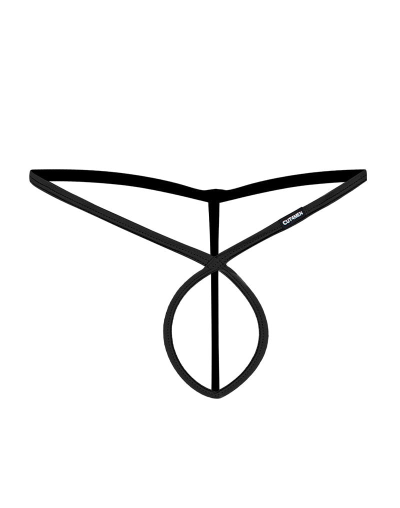 SP4NDEX by C4M - Gekruiste String - Zwart Cuir