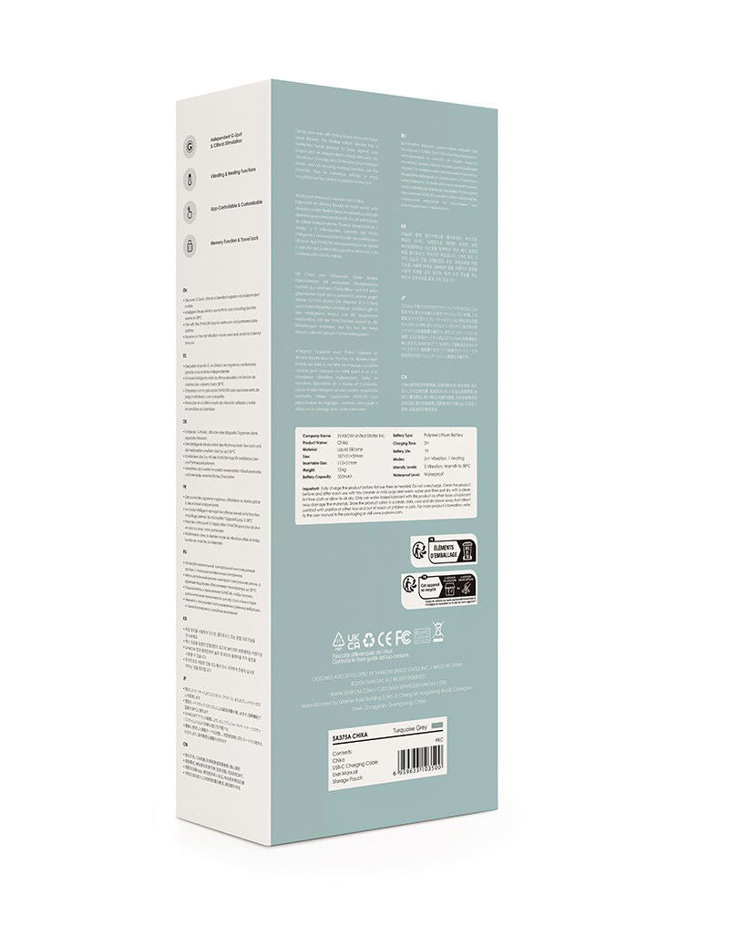 SVAKOM - Chika - verwarmende Rabbit Vibrator App controlled - Grijs