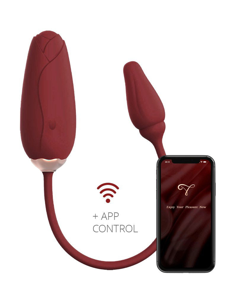 Viotec - Flora - Draagbare Vibrator met Appbediening - Goud & Wijnrood