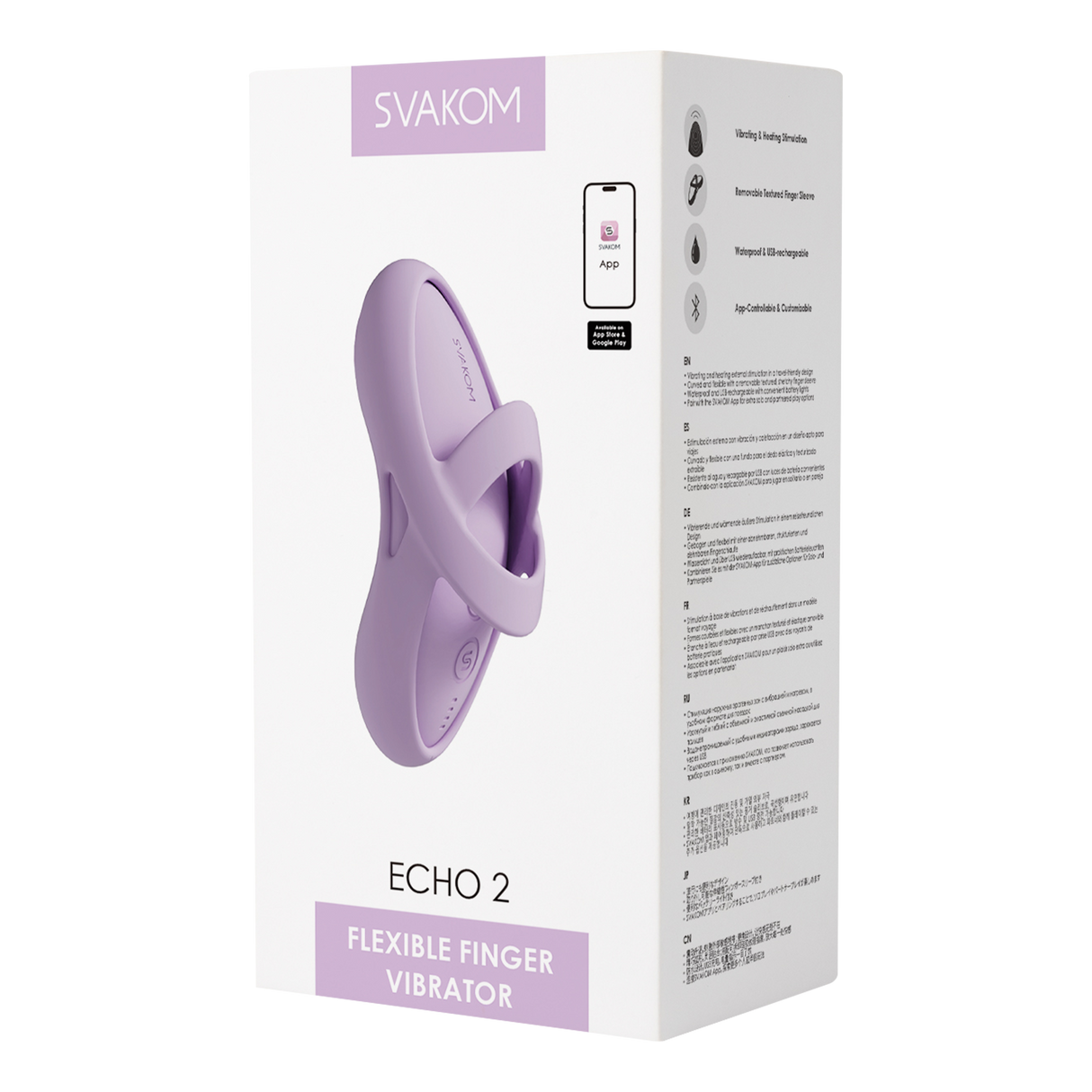 SVAKOM - Echo 2 - Flexibele Vinger Vibrator, App Besturing - Roze Lila