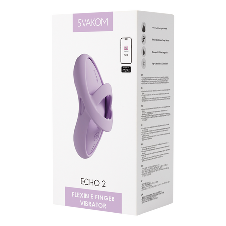 SVAKOM - Echo 2 - Flexibele Vinger Vibrator, App Besturing - Roze Lila