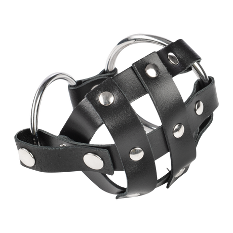 Rimba Bondage Play - Leren Balzakkooi met spijkers - Zwart