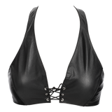 Rimba Bondage Play - Lederen Bustier met Vetersluiting - Zwart