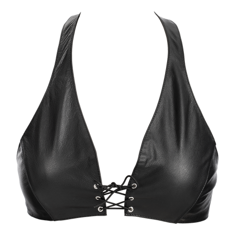 Rimba Bondage Play - Lederen Bustier met Vetersluiting - Zwart