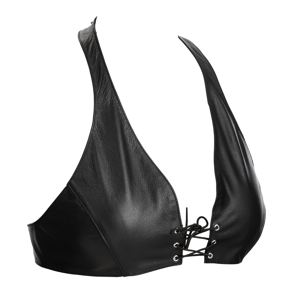 Rimba Bondage Play - Lederen Bustier met Vetersluiting - Zwart