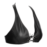 Rimba Bondage Play - Lederen Bustier met Vetersluiting - Zwart