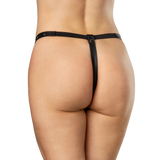 Rimba Bondage Play - Open Lederen String met Decoratie - Zwart